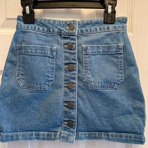Button front denim mini